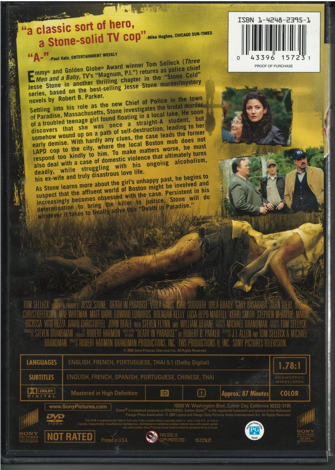 Jesse Stone: Death in Paradise DVD 2007 Tom Selleck Robert Harmon Thriller