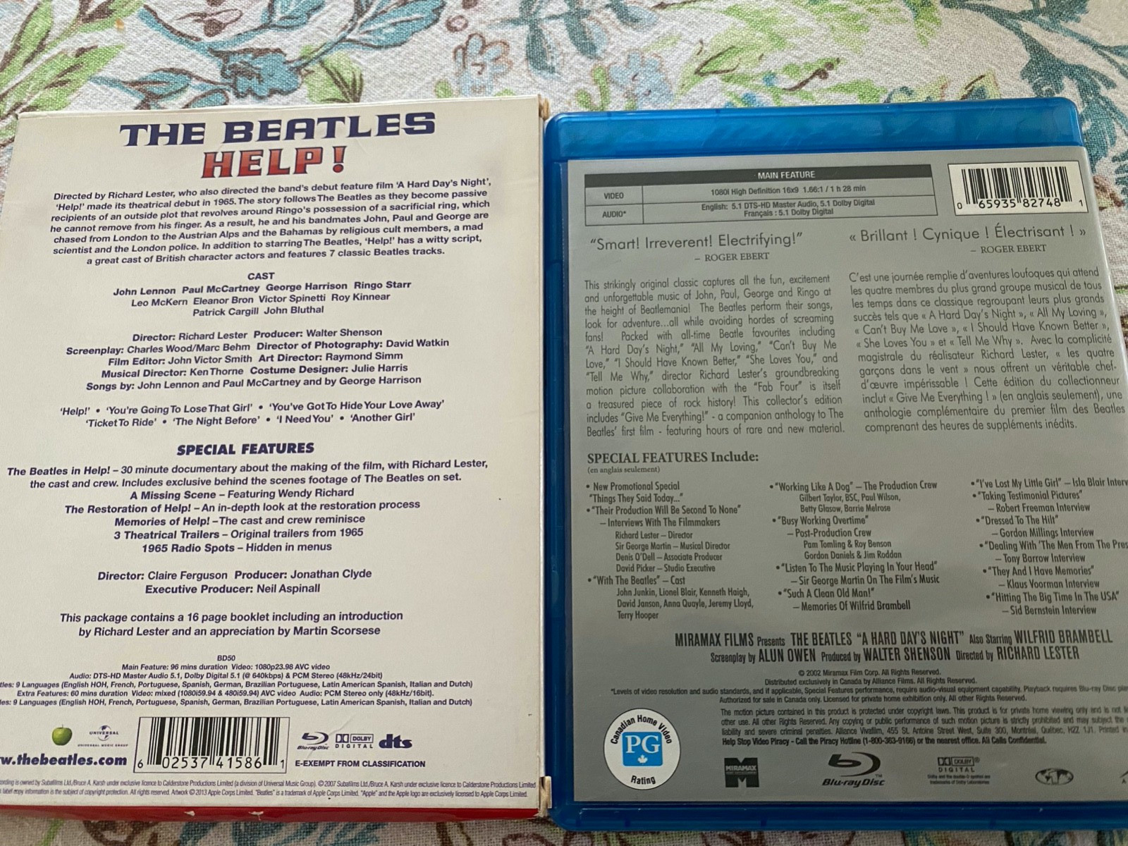 LOT OF 2 BEATLES ON BLU-RAY HELP! AND A HARD DAY’S NIGHT