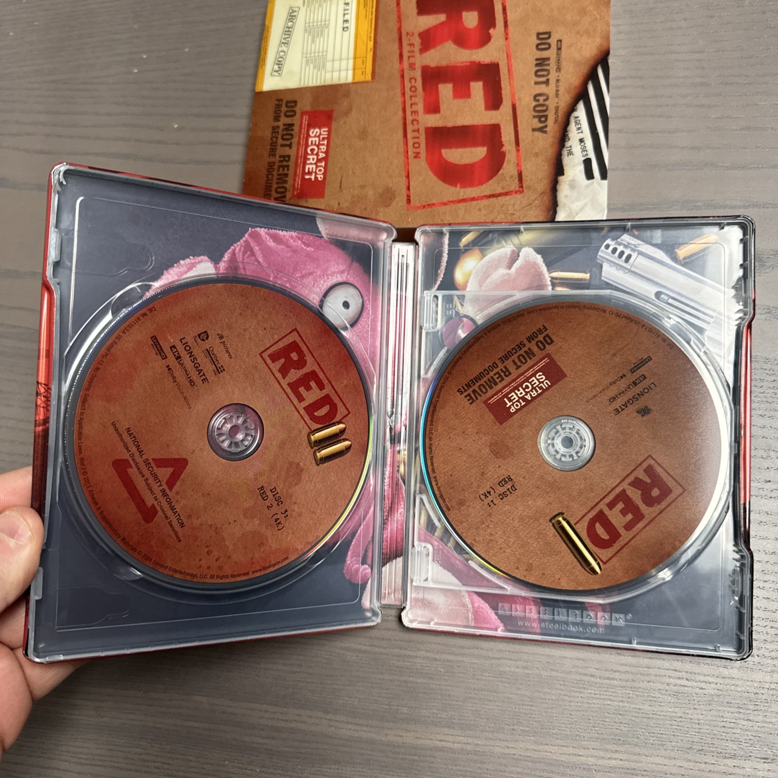 Red & Red 2 Film Collection Steelbook 4K Ultra HD Blu-Ray 4 Disc Set Tested