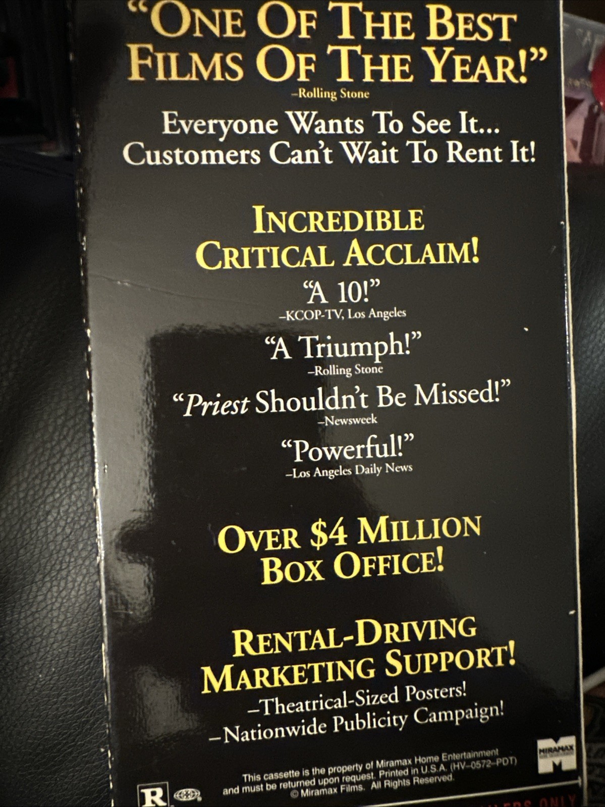 PRIEST VHS Linus Roache Tom Wilkinson Miramax DEMO SCREENER Promotional