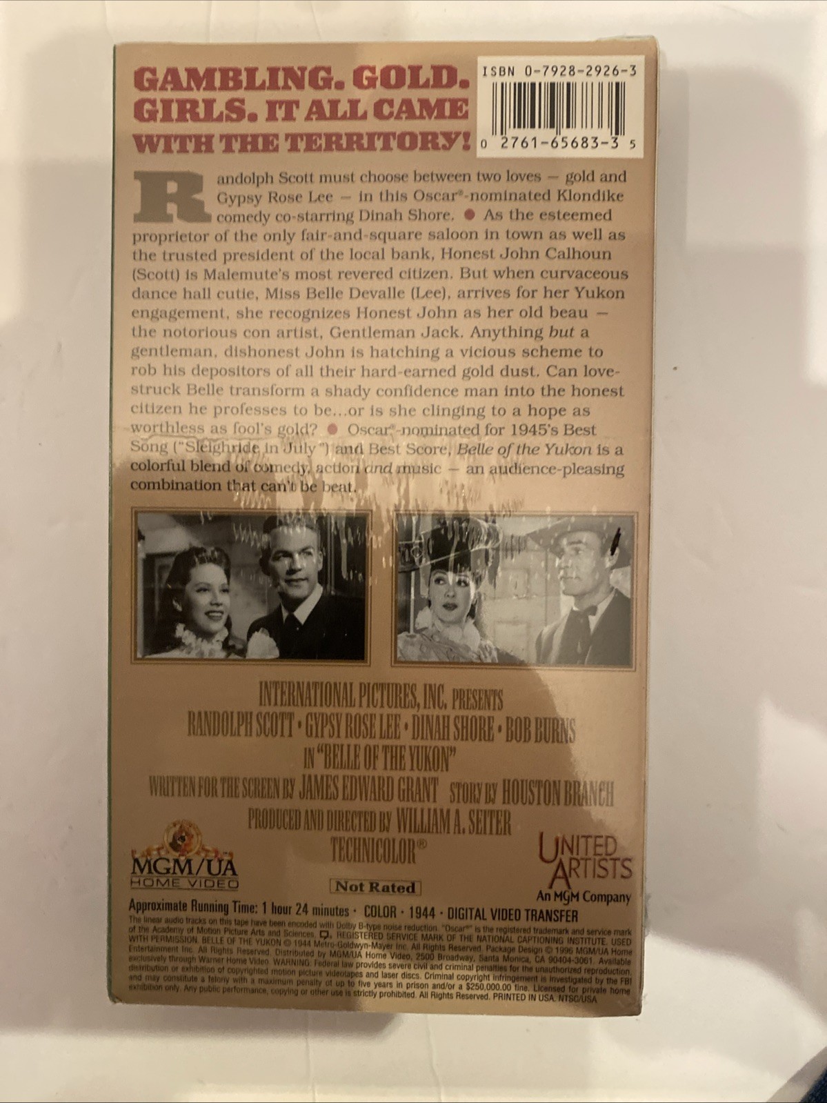 Belle of the Yukon B&W 1944 VHS Randolph Scott Dinah Shore NEW SEALED