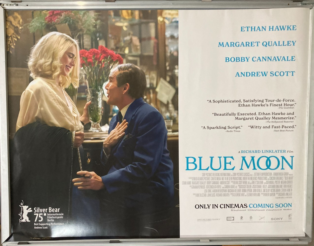 Cinema Poster: BLUE MOON 2025 (Quad) Ethan Hawke Bobby Cannavale Andrew Scott