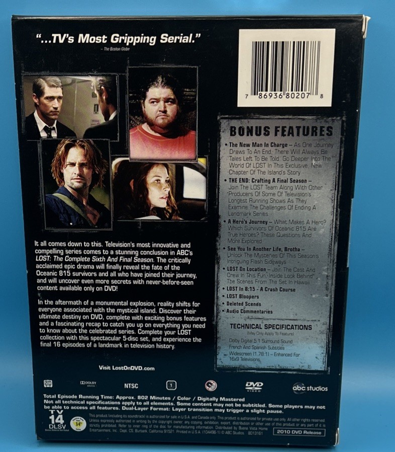 Lost Season 6 DVD 5-Disc Box Set The Final Season ABC Studios NTSC Color W/Slip