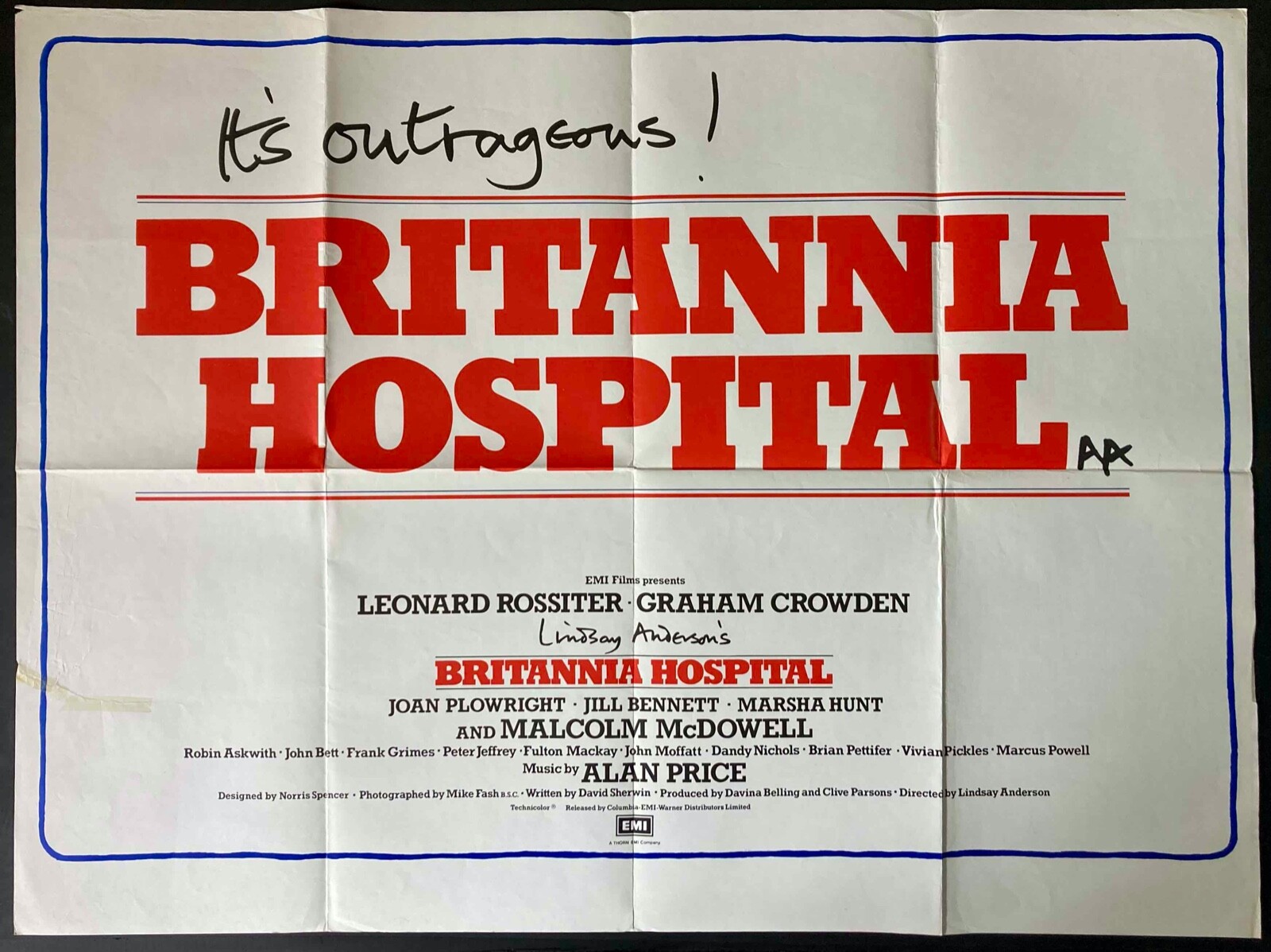 Britannia Hospital Original Quad Movie Cinema Poster Lindsay Anderson 1982
