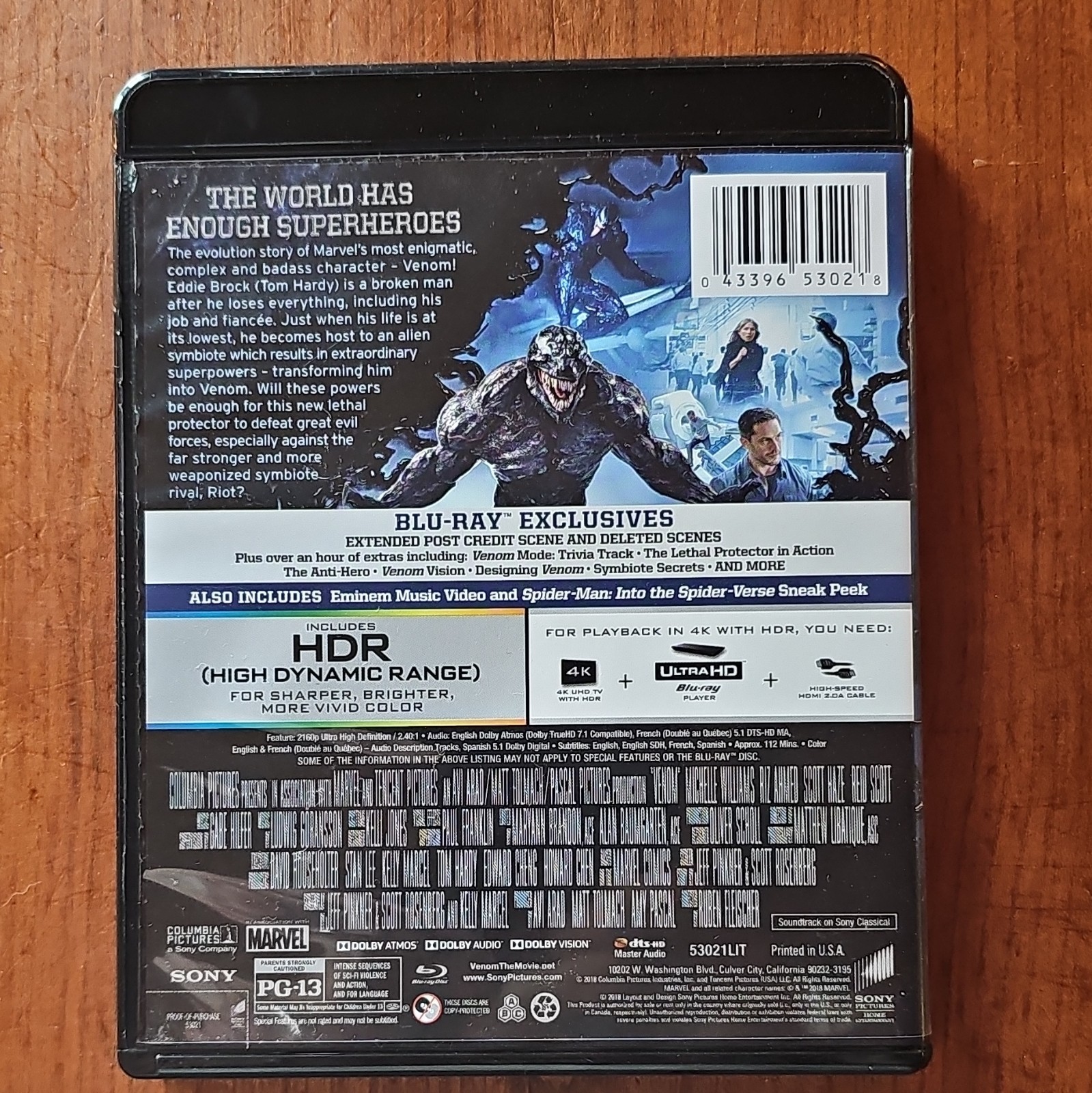 Venom (2018) 4K Ultra HD + Blu-ray + Digital 2-Disc HDR PG-13 Tom Hardy